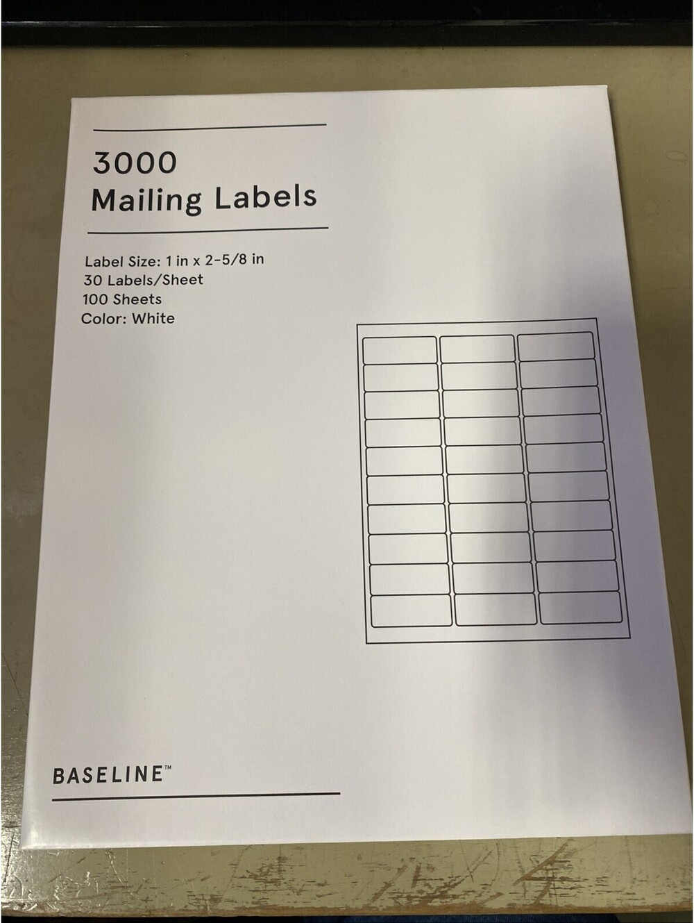 Staples Baseline Address Mailing Labels 3000/Pack 10 Labels Per Sheet BL58260